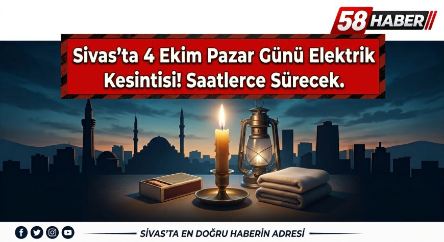 Sivas’ta 4 Ekim Pazar Günü Elektrik Kesintisi! Saatlerce Sürecek