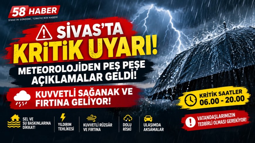 Sivas İçin Sağanak Yağış Uyarısı !!